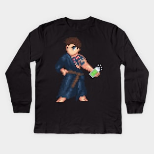 Chris Redfield Pixel Art Kids Long Sleeve T-Shirt